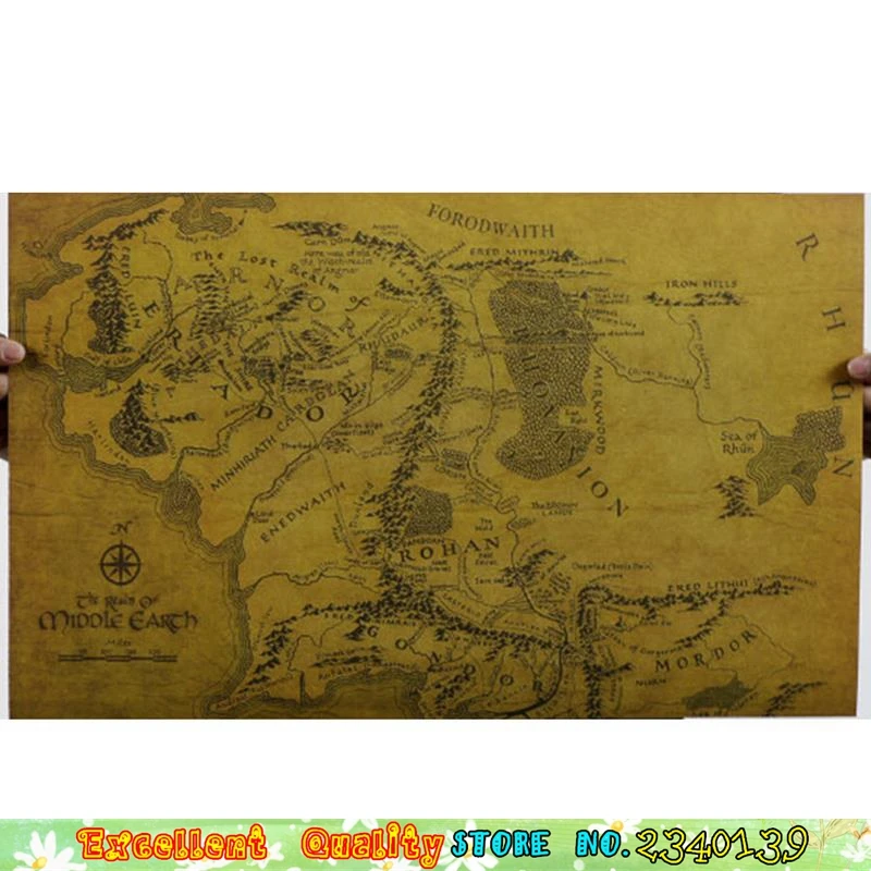 Retro Kraft Paper Wall Sticker Lord Of The Rings Middle