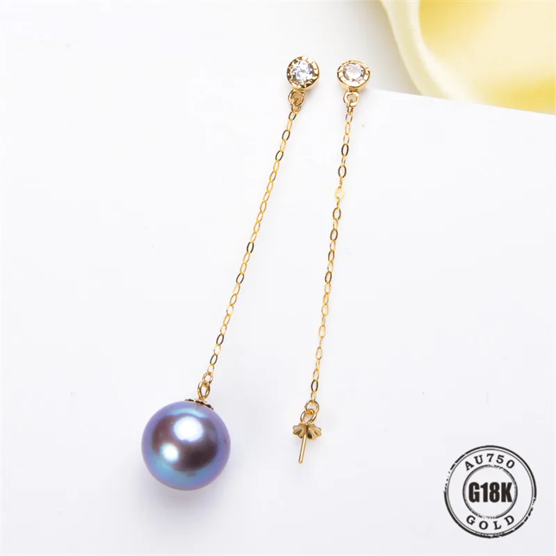 

DIY Earrings Jewelry Findings Blank Earrings Bracket AU750 G18K Yellow Gold Simple Bracket Natural Pearl Needle Cap Accessories