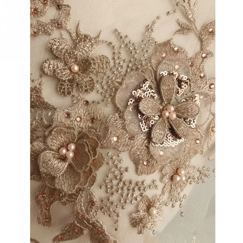 3D свадебные жемчужные тюлевые бисерные цветы нашивки наклейки аксессуары Стразы ручной работы для одежды вышивка аппликация кружевная ткань