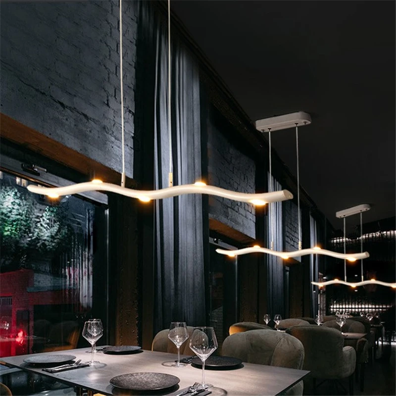 Ресторанная подвеска в виде длинной полоски огни простой пост-современный алюминиевый материал Лофт промышленный бар подвесные лампы для столовой