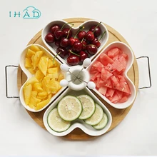 Home Ceramic snacks tray wood plate food organizer storage box can be uesd in afternoon tea