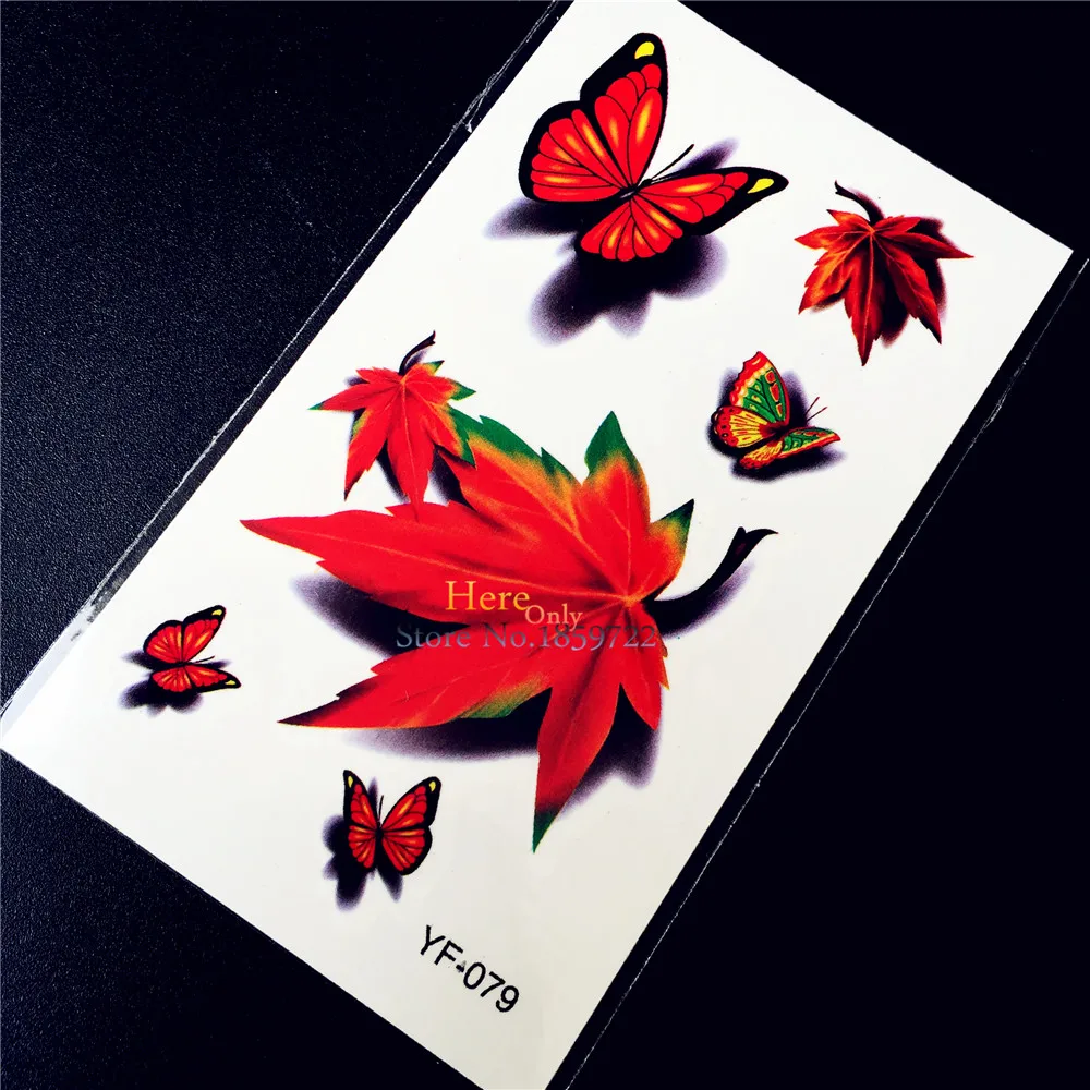 Daun Maple Desain Waterproof Temporary Tattoo Musim Panas Gaya Seksi