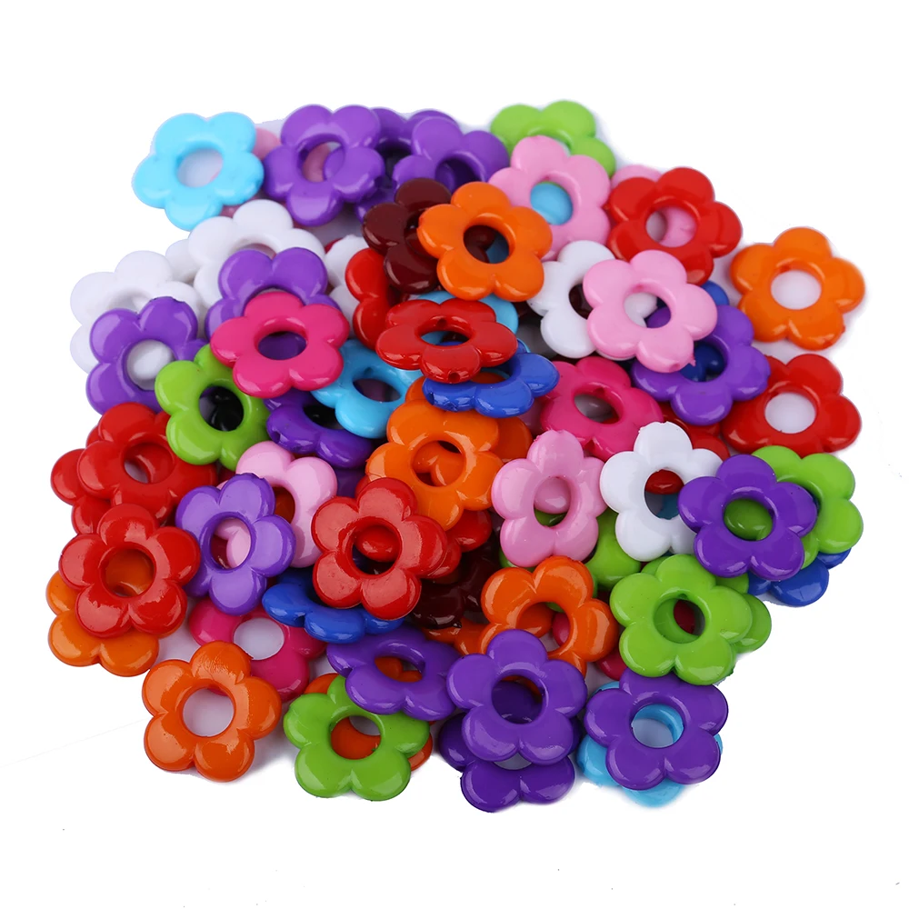 

Mixed Jelly Color Big Hole Five Leaves Flowers Handmade Beaded Material 60pcs/Lot Wholesale Beads For Kid DIY Jewelry Making