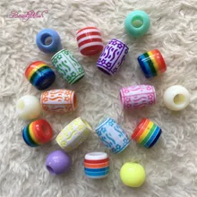 Смешать 3 Тип Пластик волос Бусы 30 шт./лот Разноцветные 10/12 мм Волосы Заплетены страх dreadlock бусинами манжеты клипы приблизительно 6 мм отверстие
