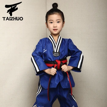 

New high quality Taekwondo dobok uniform TKD cotten&bamboo fiber Uniform WTF series children Kids Taekwondo Long sleeve clothes