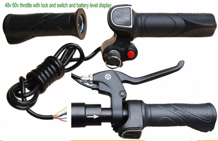 48v60v Gas Handle Twist Throttle With Battery Indicator Latching Switch Lock Key Electric Scooter Bicycle Mtb Part Rolling Grips Scooter Parts Accessories Aliexpress