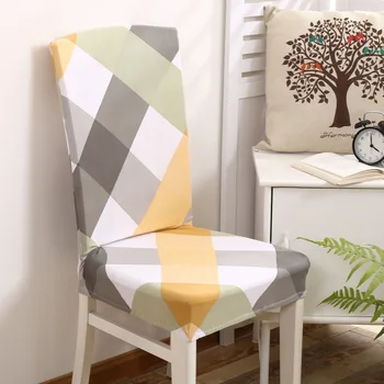 

Minimalist Removable Spandex Geometric Pattern Stretch Dining Chair Seat case Kitchen Shabby Chair Protector Cover for Banquet