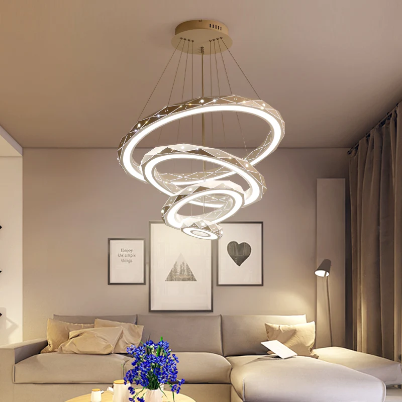 

Post Modern ABS Iron Lampshade Led Rings Chandelier Lighting Ceiling Hanging Pendant Light Fixtures for Living Room Home Decor