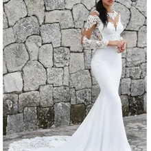 LORIE Свадебные платья с длинным рукавом и аппликацией, кружевное пляжное платье невесты, сексуальные прозрачные свадебные вечерние платья, лидер продаж