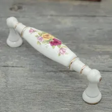 128mm fashion deluxe rural ceramic ivory white furniture handle white kitchen cabinet wardrobe door handle gold dresser pull 5″