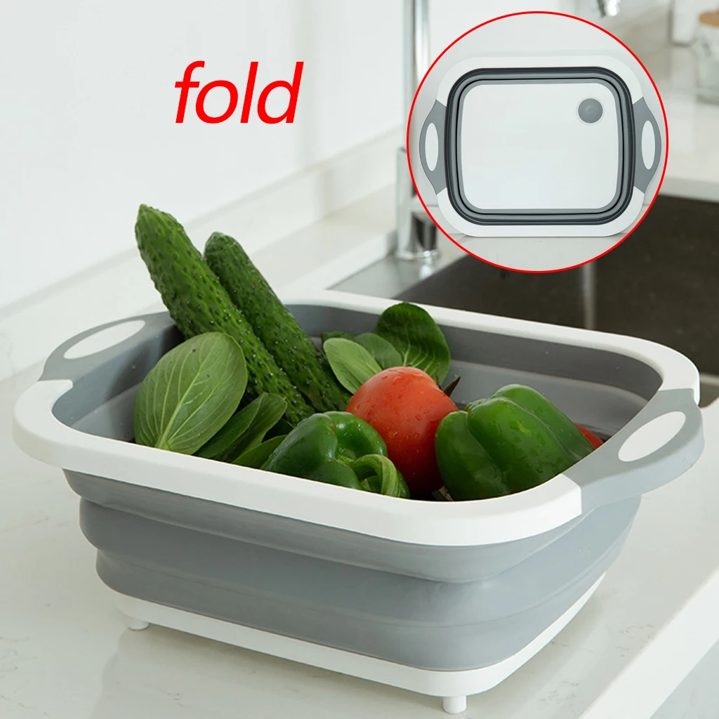 

1PCS Kitchen Multifunctional Foldable Cutting Boards Silicone Cutting Board Washable Vegetable Fruit Kitchen Washing Basket