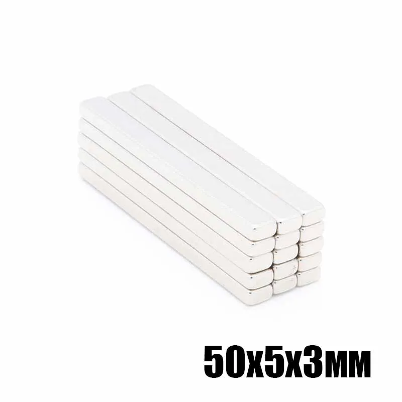 20 шт. 50x5x3 мм прямоугольный магнит 50*5*3 мм всасывающий Неодимовый Магнит Лист Neodimio Imanes магнитная лента 50*5*3 мм