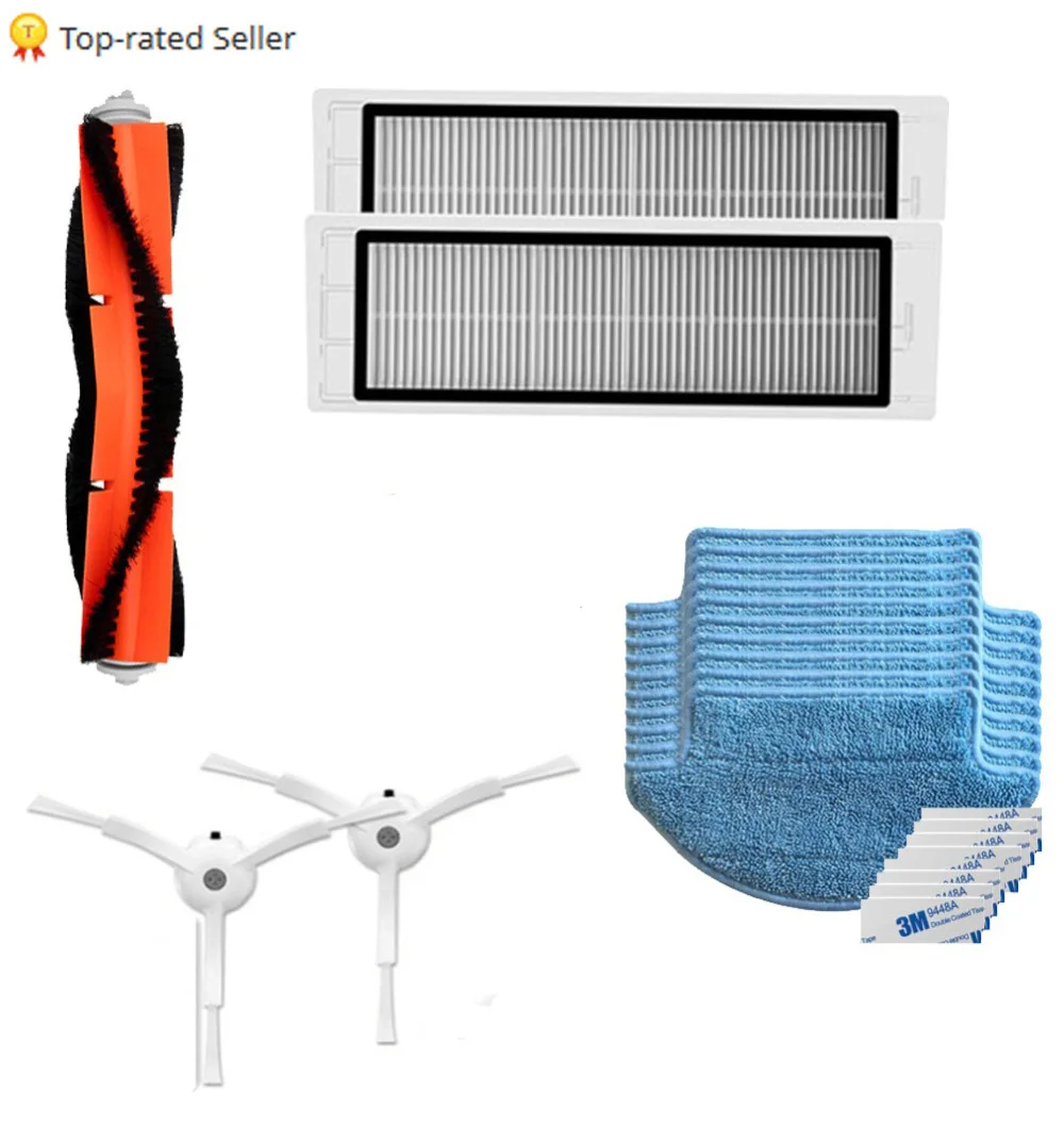 

New Main brush Hepa Filter Side brush Mop cloths Kit for Xiaomi mijia Robot Vacuum Cleaner parts