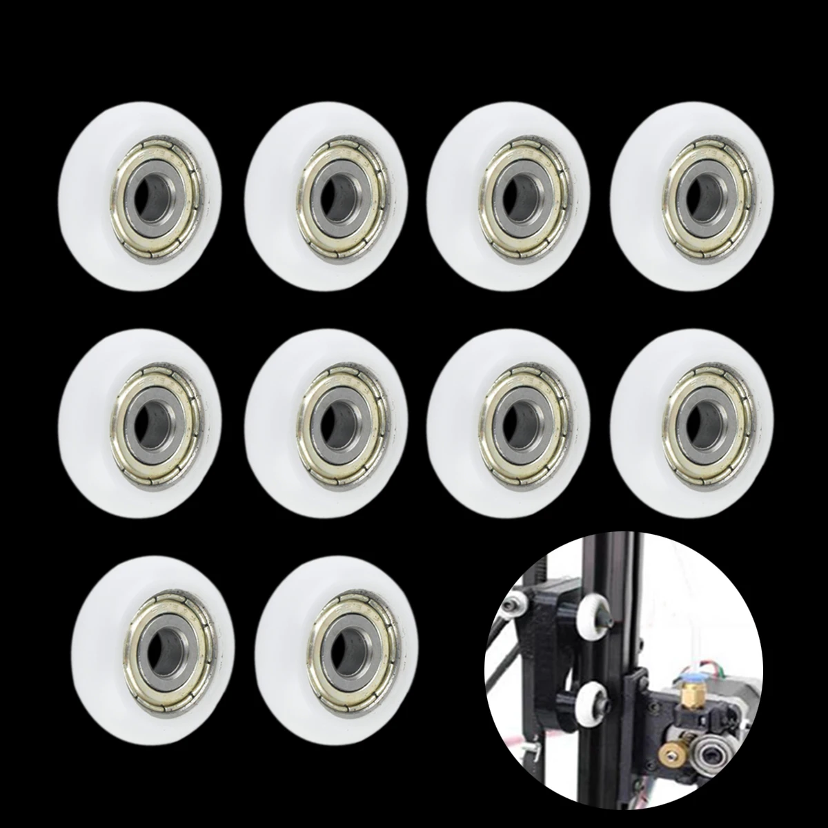 10pcs High Carbon Steel Pulley Ball Bearings 5*23*7mm New Nylon Plastic Carbon Steel Pulley Wheels Groove Ball Bearings