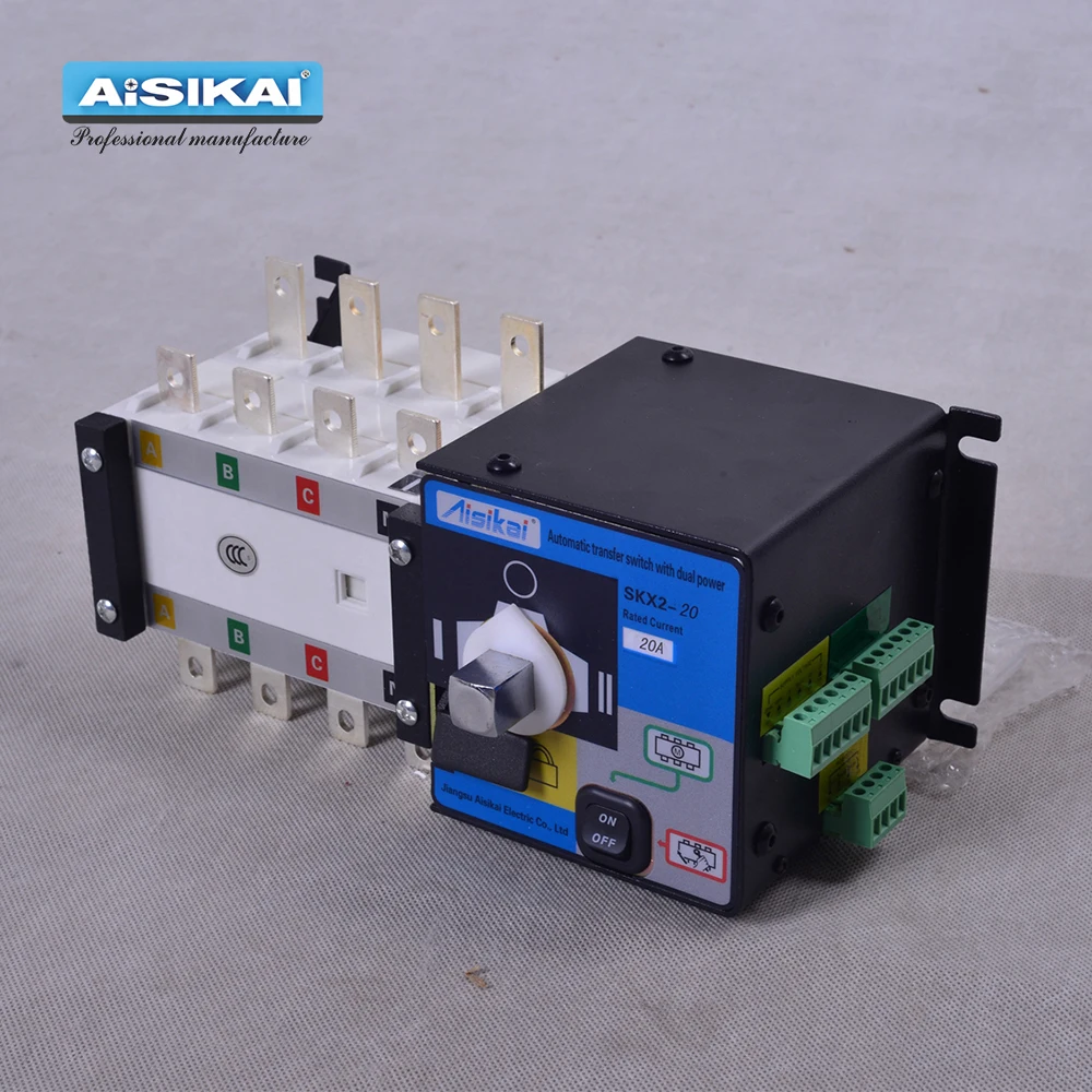 AISIKAI SKT2 20A/4P ATS контроллер с двойной мощностью автоматический переключатель