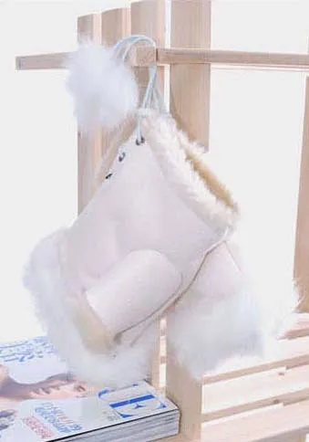 Супер модные женские перчатки с искусственным кроличьим мехом, теплые перчатки без пальцев, зимние перчатки WAA02 - Цвет: White