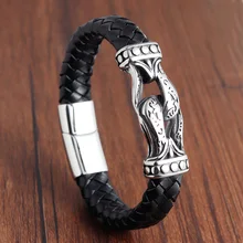 Punk Braid Leather Rope Bracelet for Men Jewelry Black Stainless Steel Clasp Wristband Fashion Bangles Personalized Gifts Punk Braid Leather Rope Bracelet for Men Jewelry Black Stainless Steel Clasp Wristband Fashion Bangles Personalized Gifts