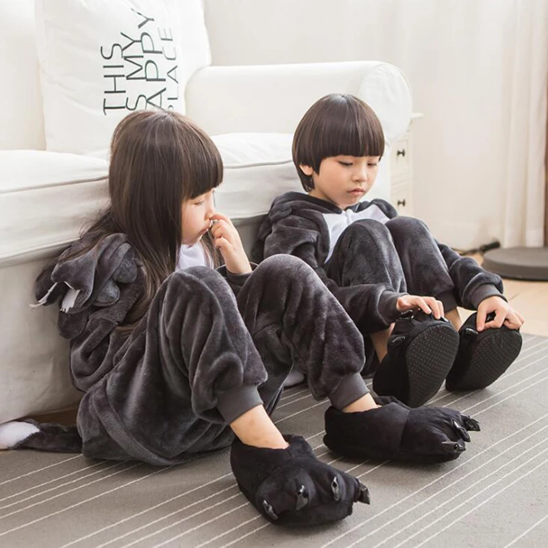 

Kid Grey Wold Cosplay Kigurumi Onesies Child Cartoon Anime Jumpsuit Costume For Girl Boy Cute Animal Disguise Sleepwear Pajamas