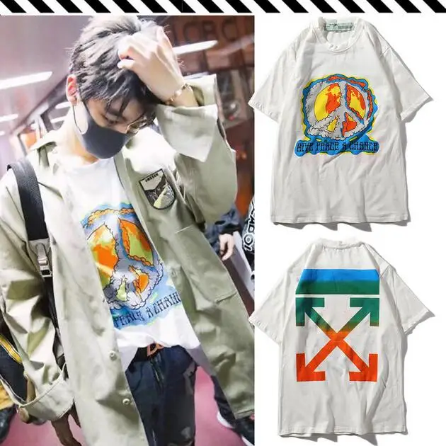 

19SS Off-White BF Men/Women Unisex sweetheart Couple Lovers models Fashion Cotton Casual Short sleeve Round neck T-shirt