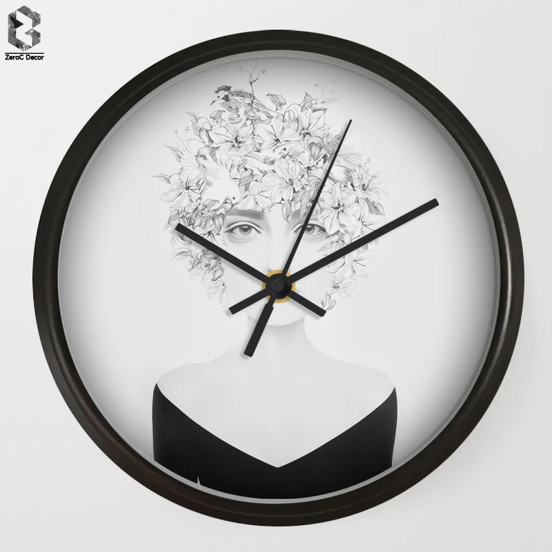 

Modern Art Wall Clocks Girl Portrait For Bedroom Wall Decor, Desk Decorative Mute Quartz Clock Nordic Home Decoration