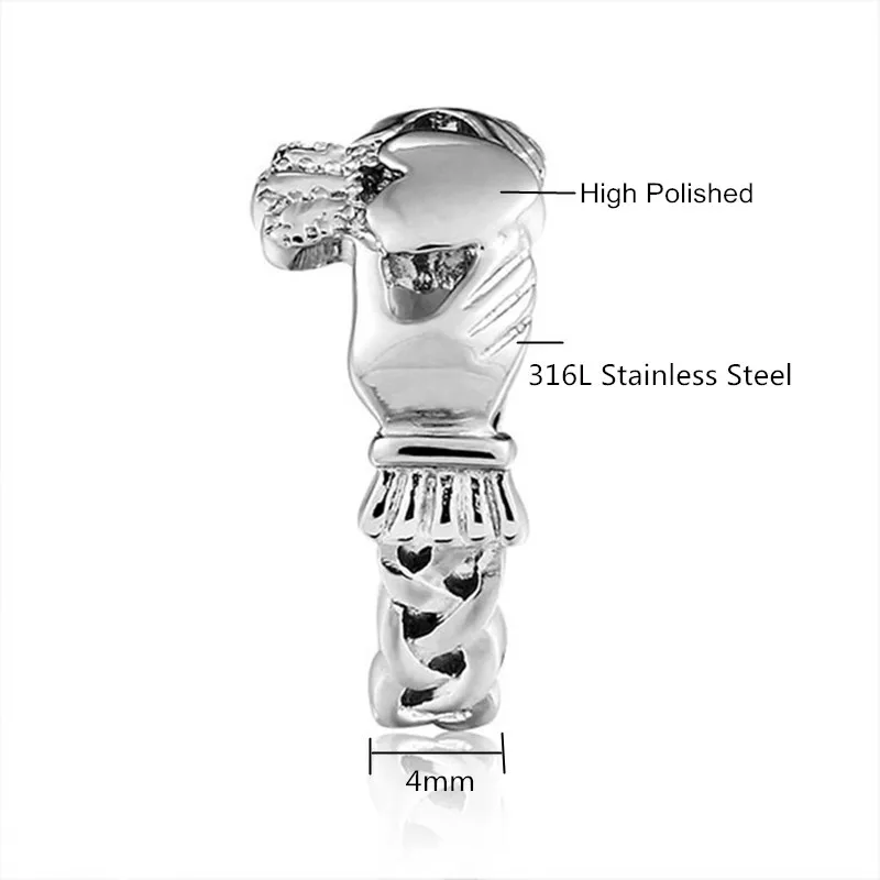 Irish Claddagh Rings For Women Hand Love Heart Crown Wedding Engagement Ring Best Friends Friendship Ring Alliance R186G 3