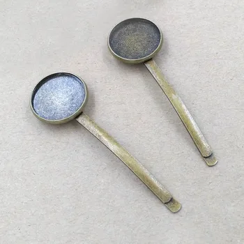 

Blank Bobby Pins Grips Findings with 20mm Round Smooth Bezel Cabochons Antique Bronze tone plated Hairpins Hair Clips Settings