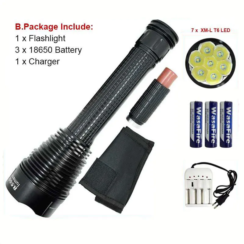 

High Power LED Flashlight Lanterna 18650 Ultra Bright T6 Flash Light Torch 5 Modes Flashlights XML-T6 Led Torches for Fishing