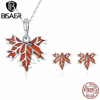 

2019 Summer Collection Bohemia 925 Sterling Silver Red Maple Tree Leaves Jewelry Set Sterling Silver Jewelry Engagement Gift