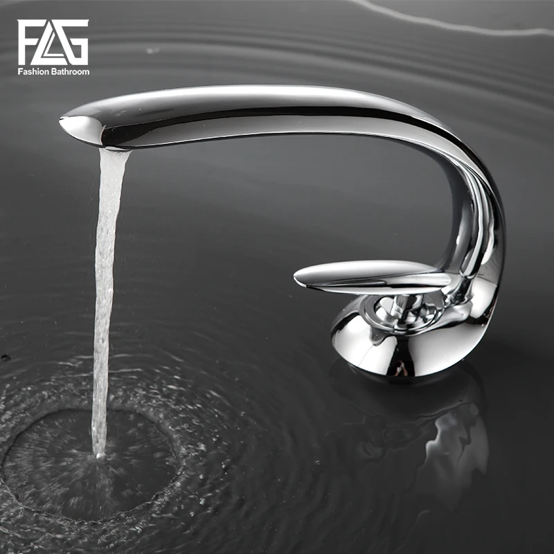 

FLG Bathroom Basin Faucet Chrome Deck Mounted Single Lever Single Hole Basin Mixer Tap Cold Hot Washbasin faucet