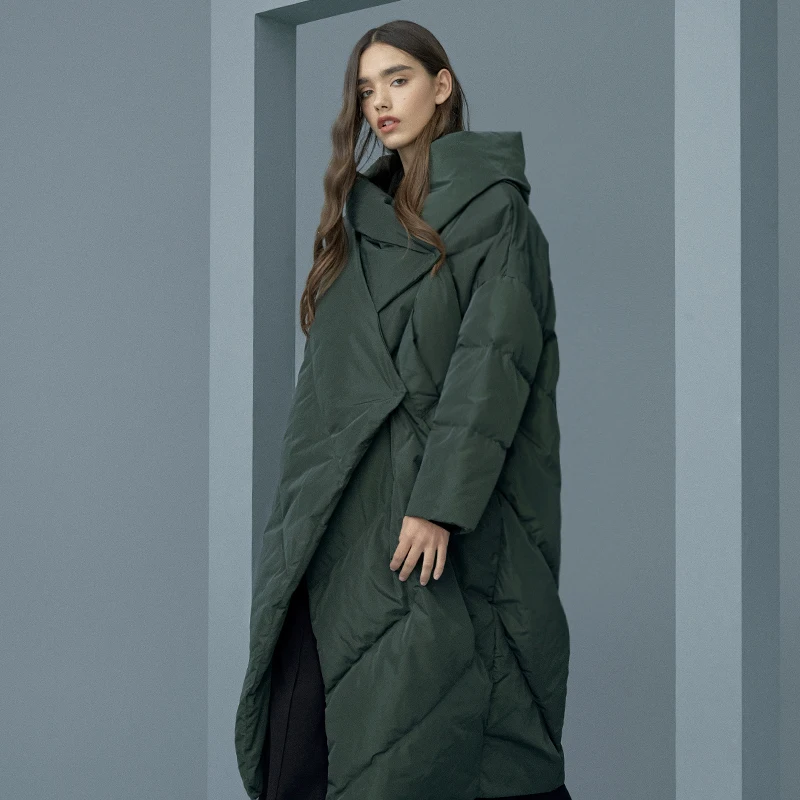 

2019 New Arrival Aporia.king Long Solid Covered Button Wide-waisted Thick Full White Duck Down Coats