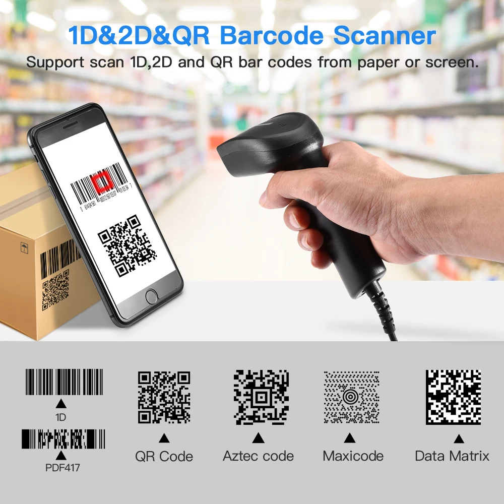 EY 006Y QR сканер штрих кода портативный Проводной 1D 2D USB считыватель кодов для Windows