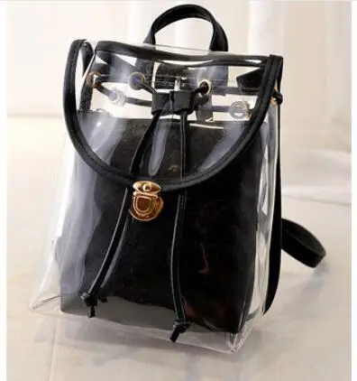 

Women Transparent Backpacks High Quality Hasp PVC Preppy School Bags for Teenage Girls Casual backpacks