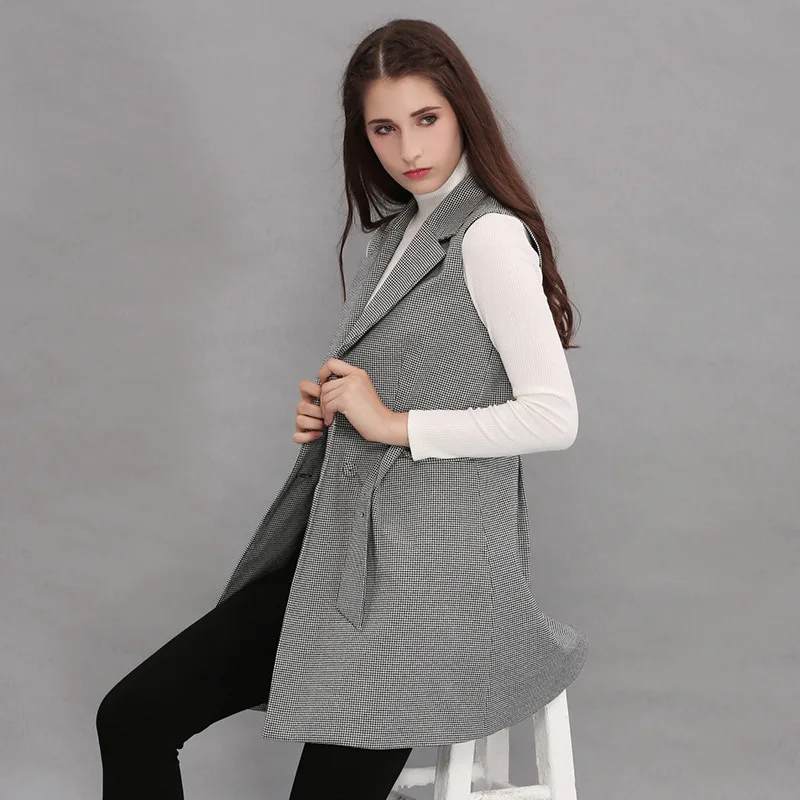 2018 mujeres chaleco chaqueta Abrigos sin mangas Plaid