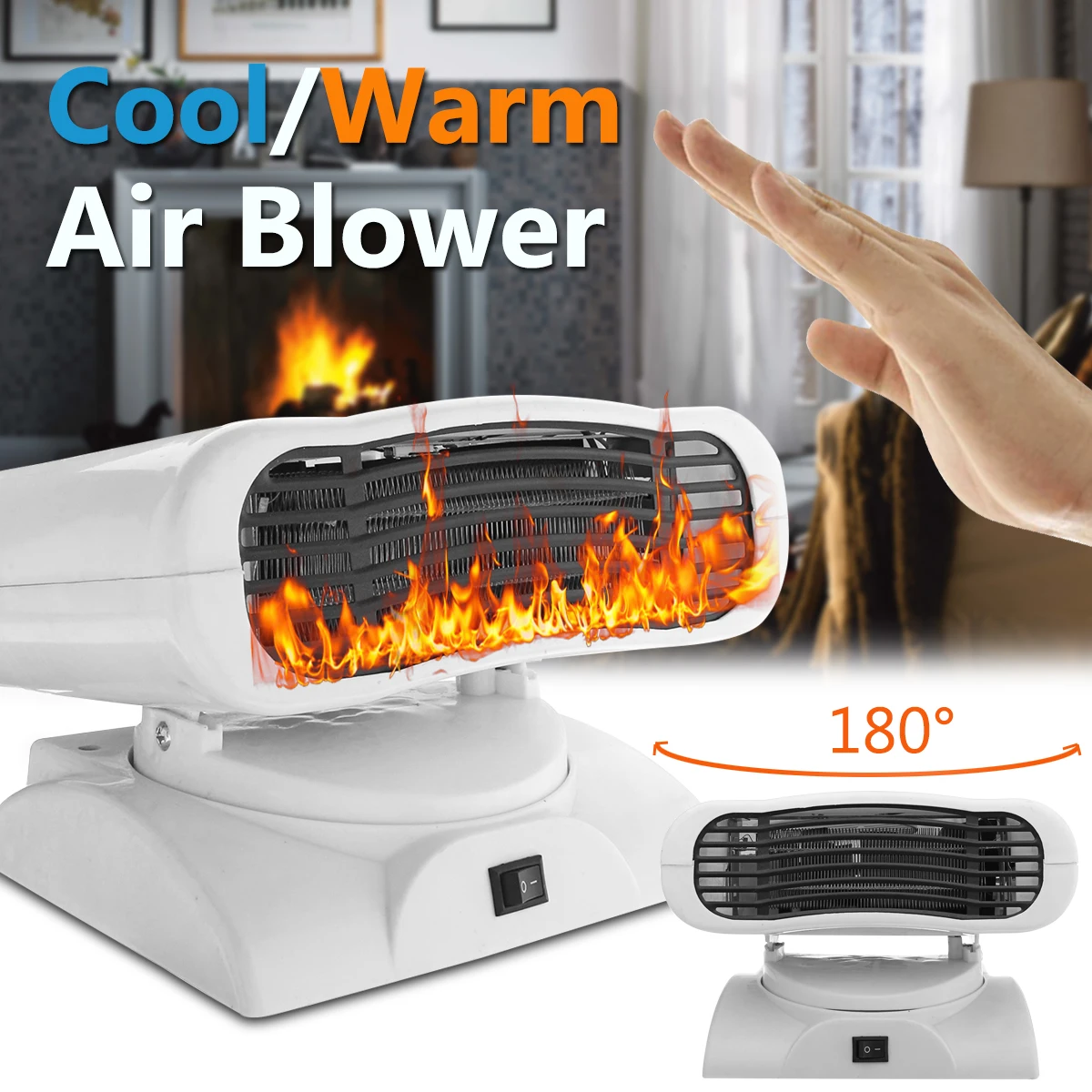 

500W 220V Electric Cool / Warm Air Blower Portable Cooler Warmer Heater Fan Winter Summer 180 Degree Headshake Air Radiator