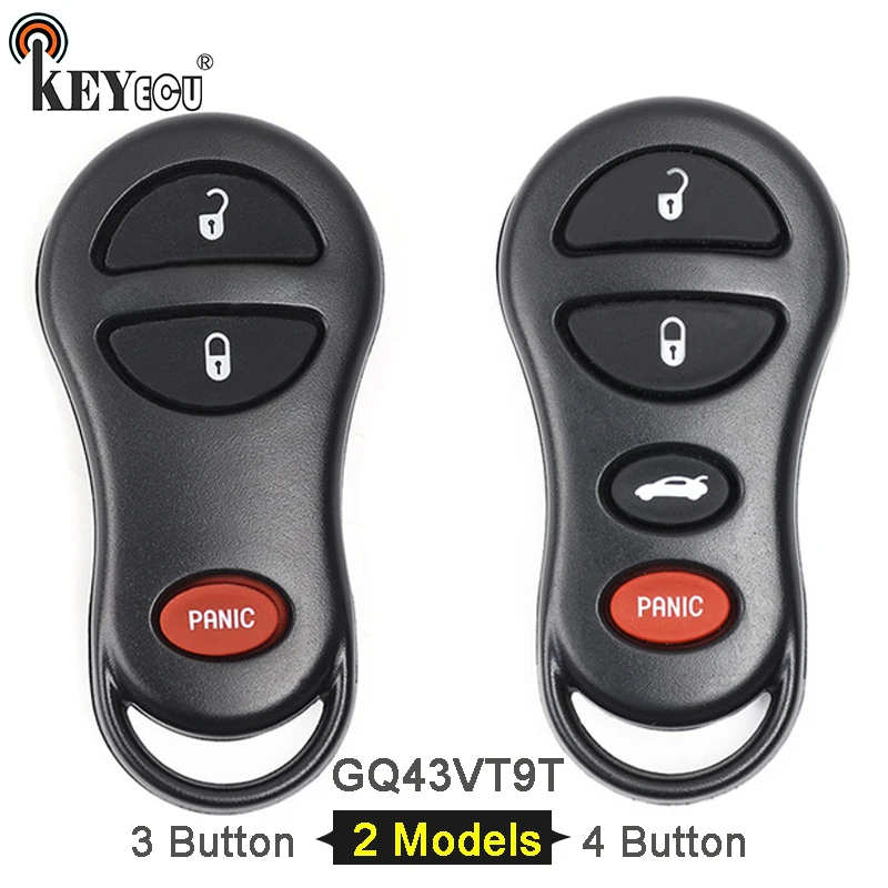 

KEYECU 1x/ 3x FCC:GQ43VT9T 2+1/ 3+1 3 4 Button Remote Key Fob for Chrysler Concorde Neon, for Dodge Interpid Neon Plymouth Neon