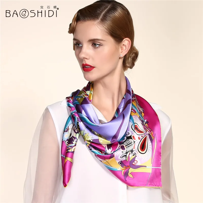 [BAOSHIDI ]12m/m thick 100 Pure Silk 90*90cm Large Square Scarf women ...