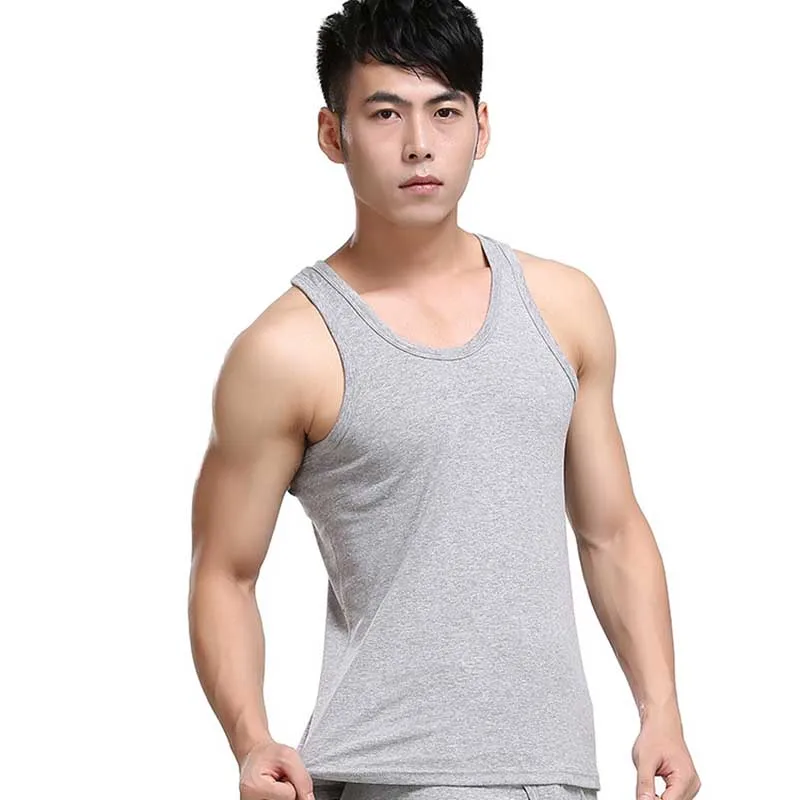 MOBTRS Mens Tank Tops Fashion O Neck Vest For Summer Male Solid Color