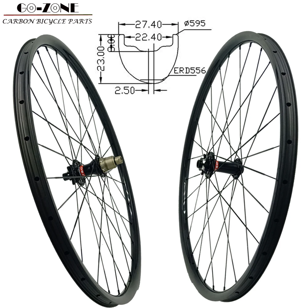 Mtb колеса 27,5 карбоновые колеса mtb 27,4 мм ширина 23 мм высота асимметрия 27," бескамерная клинчерная покрышка mtb Колеса 650b карбоновые колеса для горного велосипеда