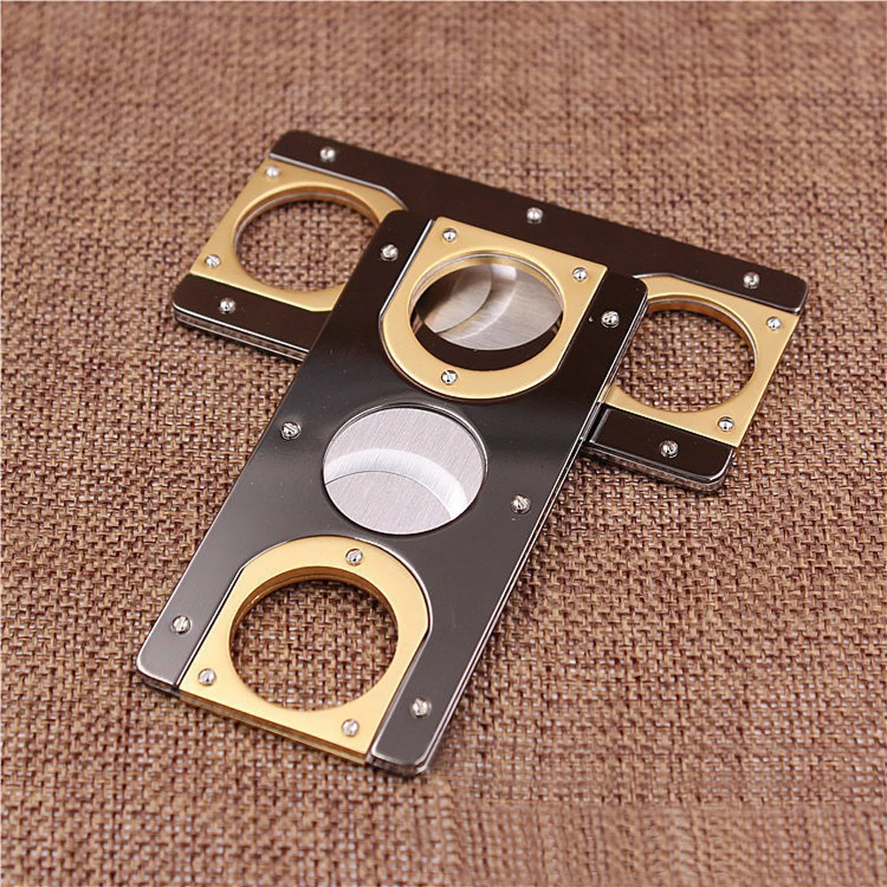 

High Quality Fashionable Protable Pocket Gadgets Cigar Scissors Cigarette Knife Double Blades Stainless Steel Cigar Cutter