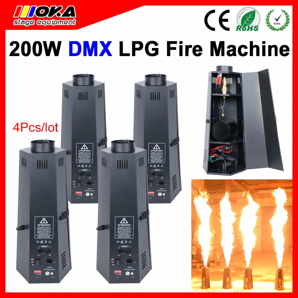 

4pcs/lot 6 head LPG Flame Projector Spraying Fire device 2-4meters DMX remote Control dj equipment