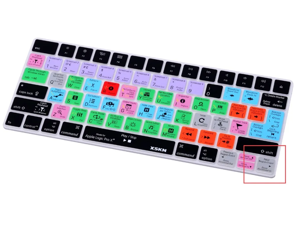 XSKN для Apple Magic Keyboard Logic Pro X ярлык силиконовая клавиатура кожного покрытия, функциональные горячие клавиши Защитная крышка наклейка