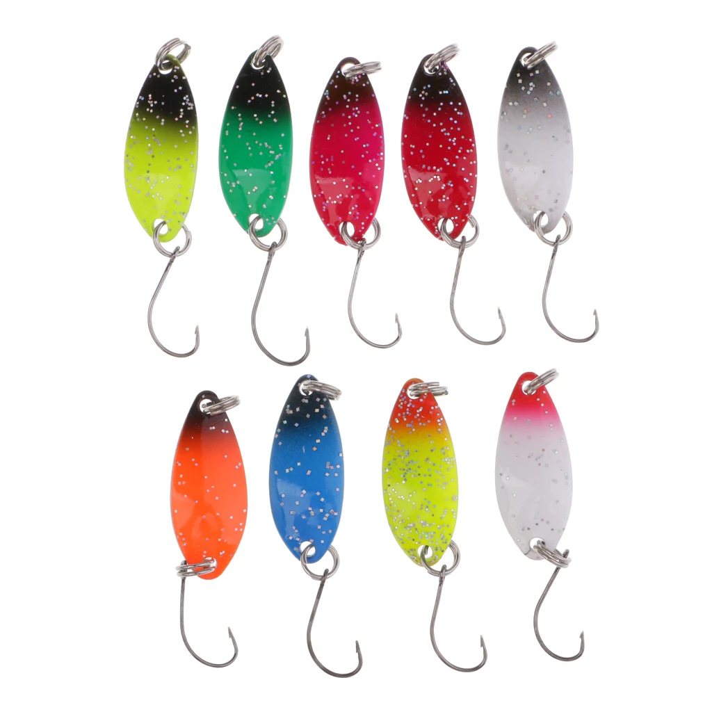 9Pcs Trout Spoon Lure Metal Baits Jigging Single Hook Fishing Spoon Lure Kit Fishing Accessories