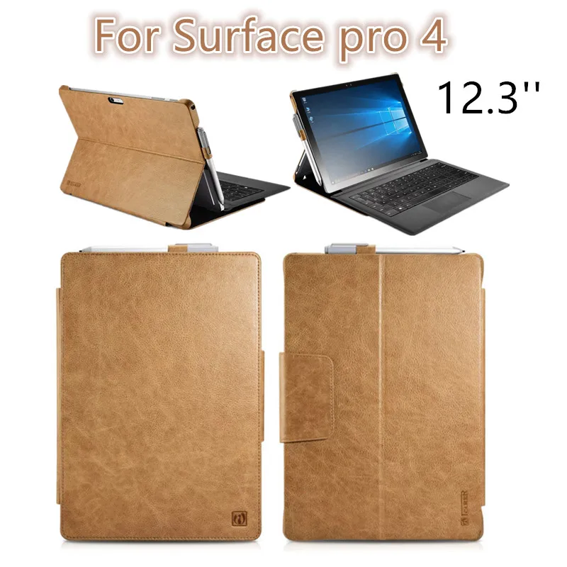 

For Surface pro4 12.3 inch Luxury untra-slim PU Leather Flip Cover case for Surface pro 4 protective sleeve shell free shipping