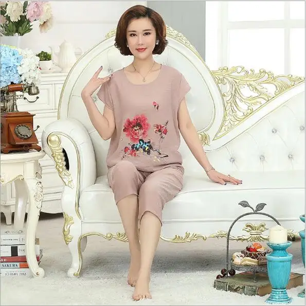 Fdfkalk XL XXL 3XL 4XL Большие размеры женские пижамы летние с коротким рукавом из хлопка и