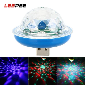 

LEEPEE Car LED Decorative Lamp Rotating Magic Ball USB LED Stage Light Mini Party Lights Mini RGB Atmosphere Light Car-styling