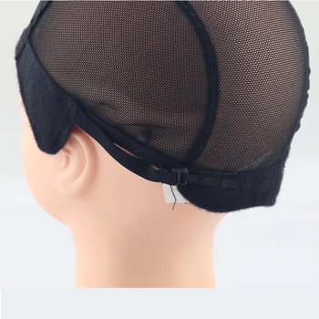 Stretch Lace Wig Caps For Making Wigs Black Mesh Hair Net Wig Weaving Cap With Adjustable Straps 3