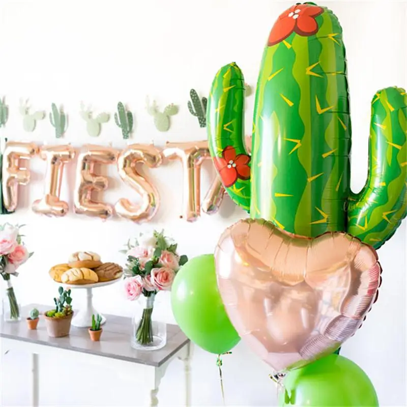 

16 inch Rose Gold FIESTA Letter Balloon ALOHA balloon Cactus Banner Fruit summer party birthday wedding Decor