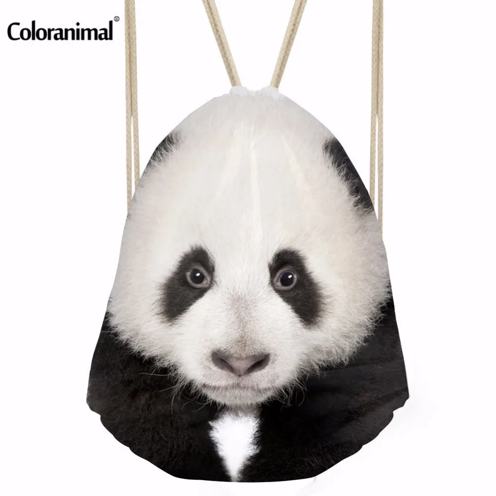 Best Coloranimal Men #039;s Panda Print Drawstring Bag Women Boys Male Tote String Shoulder Backpacks Small Fabric Nylon Cinch Sack Pack