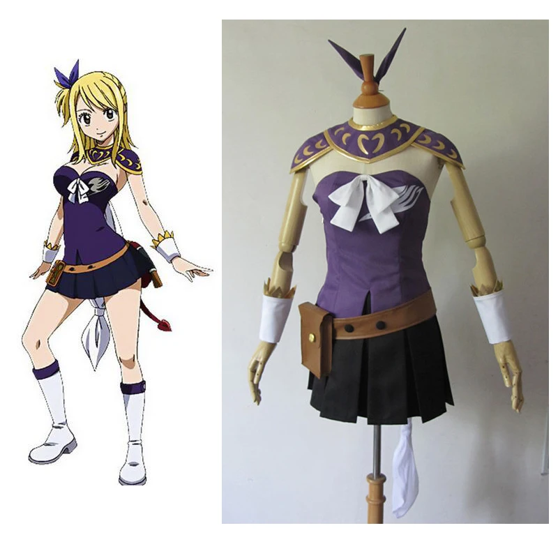 

2016 Fairy Tail Lucy Heartfilia Cosplay Costume Purple Version Lucy Cosplay Dress