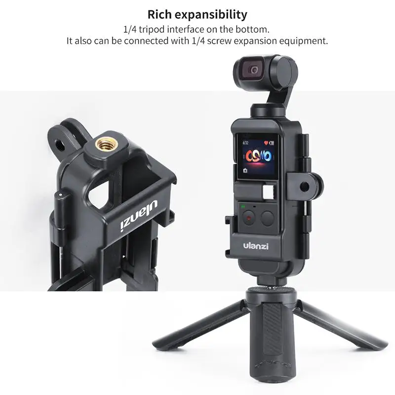 

MeterMall ULANZI Vlog Extended Housing Case for DJI Osmo Pocket Cage with Microphone Cold Shoe 3 GoPro Adapter